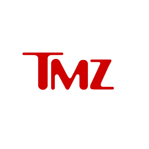 A red tmz logo on top of a green background.