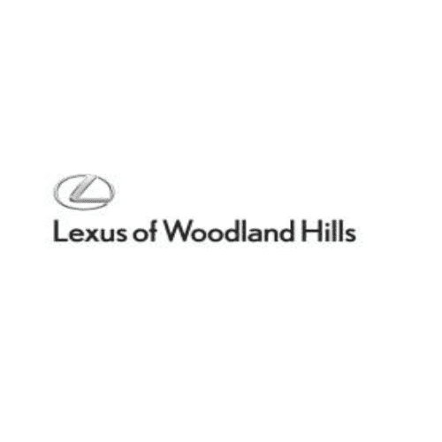 A green and white logo of lexus of woodland hills.