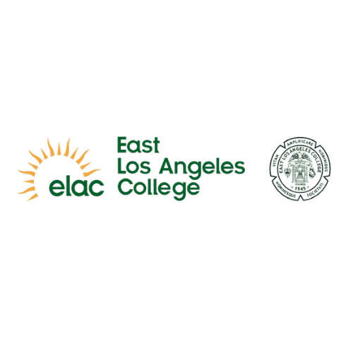 A green banner with the words east los angeles college and elac.