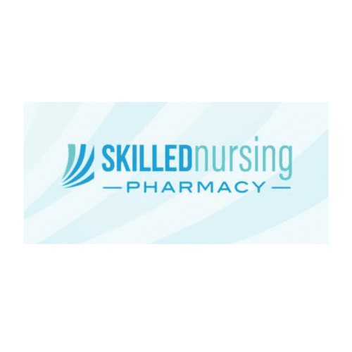 A skilled nursing pharmacy logo on a green background