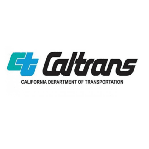 A green background with the california department of transportation logo.